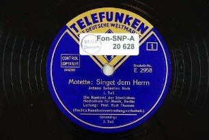 Motette: Singet dem Herrn : 1. Teil / Johann Sebastian Bach