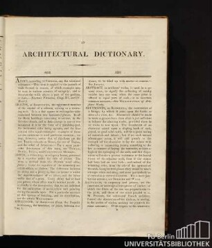 AN ARCHITECTURAL DICTIONARY.