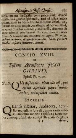 Concio XVIII. in Festum Ascensionis Jesu Christi.
