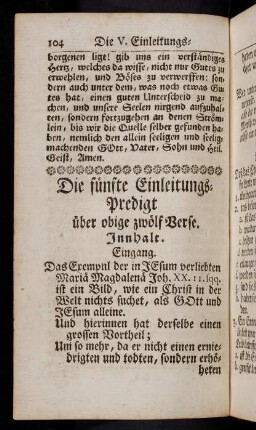 104-130, Fünfte Einleitungs-Predigt