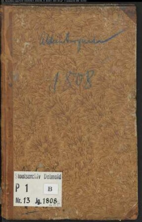 Zivilstandsregister der katholischen Gemeinde Altenbergen, Kreis Höxter (GHT 1808) (Gemeinde: Katholische Gemeinde Altenbergen, Kreis Höxter)