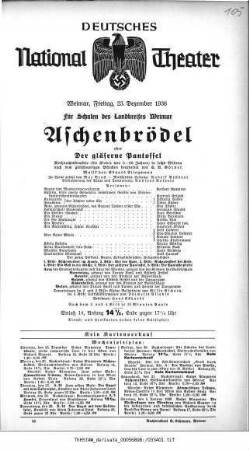 Aschenbrödel oder Der gläserne Pantoffel