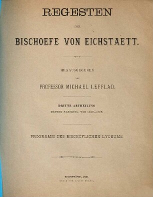 Regesten der Bischöfe von Eichstätt, 3,1. Von 1297 - 1305