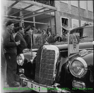 Ankunft von Dr. Karl Heinrich Lübke (Bundespräsident der Bundesrepublik Deutschland (BRD)) am Kernforschungszentrum Karlsruhe (KfK)