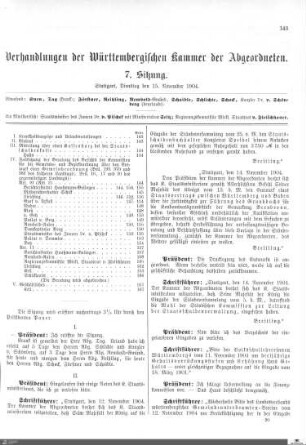 7. Sitzung, Stuttgart, 15.11.1904