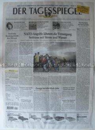 "Der Tagesspiegel", Berliner Tageszeitung mit Leitartikel über den Kosovo-Krieg