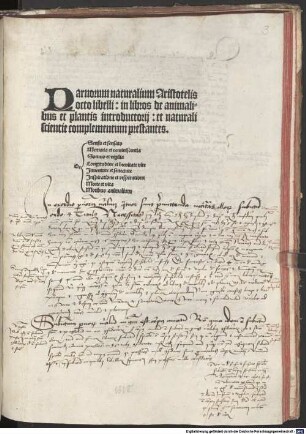 Paruorum naturalium Aristotelis octo libelli : in libros de animalibus et plantis introductorij, et naturali scientie complementum prestantis