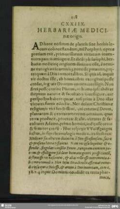 CXXIIX. Herbariae Medicinae origo