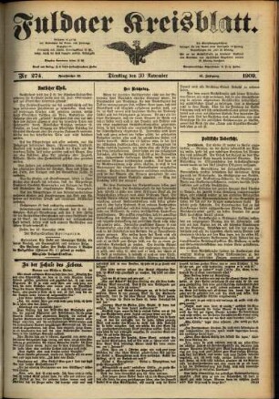 Ausgabe vom Dienstag, den 30. November 1909.