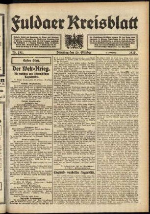 Erste Ausgabe vom Dienstag, den 26. Oktober 1915.