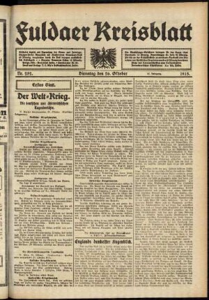 Erste Ausgabe vom Dienstag, den 26. Oktober 1915.