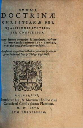 Summa Doctrinae christianae ...