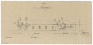 Gsaenger, Gustav; Erlangen - Süd (Bayern); Ev. Matthäus Kirche, Pfarrhaus und Gemeindesaal - Gemeindesaal, Tektur Südwestseite (Ansicht)