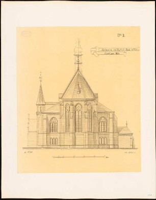Heiliggeistkirche, Kiel Wiederherstellungsplan: Aufriss Ostseite