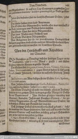 Von der Herrschafft und Republica der Venedier