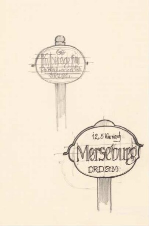 Straßenschild nach Merseburg: Ansicht