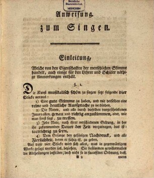 Anweisung zum musikalisch-richtigen Gesange : mit hinlänglichen Exempeln erläutert