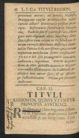 Cap. II. Tituli Regionum, Quibus Utuntur Principes Austriaci.