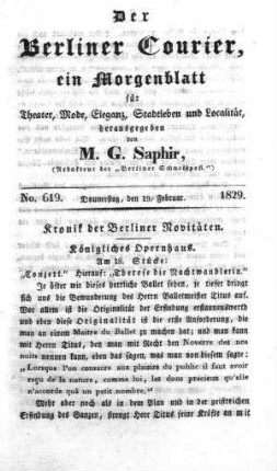 No. 619., Donnerstag, den 19. Februar 1829