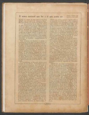 El teatro nacional que fue y el que podrá ser