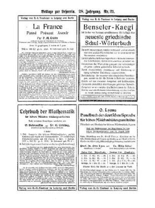 Beilage zur Lehrerin : 28.Jahrgang Nr.21