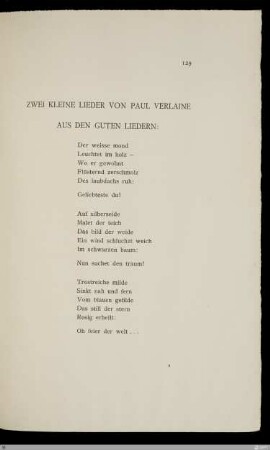 Zwei kleine Lieder von Paul Verlaine