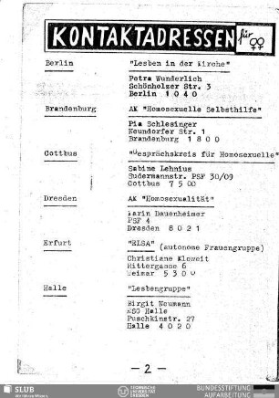 Kontaktadressen für Frauen
