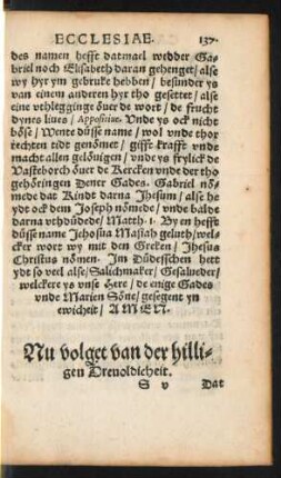 Nu volget van der hilligen Drevoldicheit.