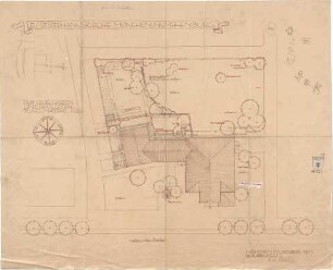 Bestelmeyer, German; München - Nymphenburg; Ev. Stephanuskirche - Garten u. Platzgestaltung (Lageplan)