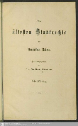 1: Die ältesten Stadtrechte der Reußischen Städte