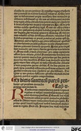 Ex dictis sanctorum patrum probatur, quod peculium monachorum interdictum sit.