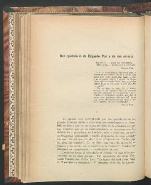 Del epistolario de Edgardo Poe y sus amores