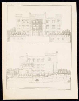 Schloss Kurnik, Posen: Seitenansichten (aus: Sammlung Architektonischer Entwürfe, Berlin 1858)