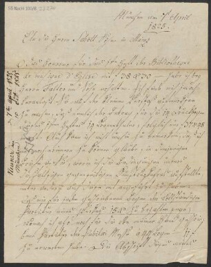 Brief an B. Schott's Söhne : 07.04.1825