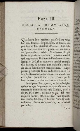 Pars III. Selecta Formularum Exempla.