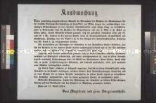 Maueranschlag: Bekanntmachung des Magistrats und des provisorischen Bürgerausschusses der Stadt Wien über die Terminveränderung der Wahlen zur deutschen Nationalversammlung; Wien, 25. April 1848