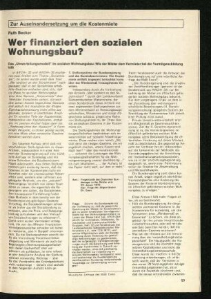 Wer finanziert den sozialen Wohnungsbau?