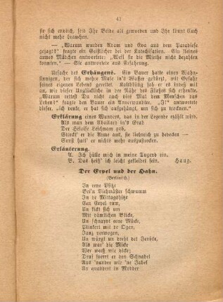 Erklärung eines Wunders, das in der Legende erzählt wird.