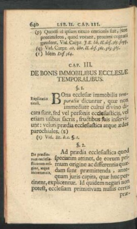 Cap. III. De Bonis Immobilibus Ecclesiae Temporalibus