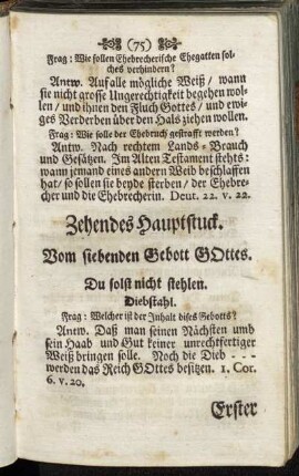 Zehendes Hauptstuck. Vom siebenden Gebott Gottes. Du solst nicht stehlen