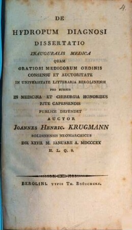 De hydropum diagnosi : dissertatio inauguralis medica ...