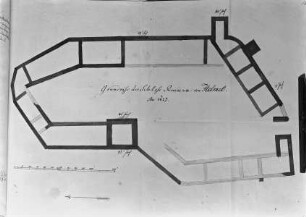 Vaterländische Merkwürdigkeiten — Grundriss der Schloss Ruinen von Helmet, Folio S. 107