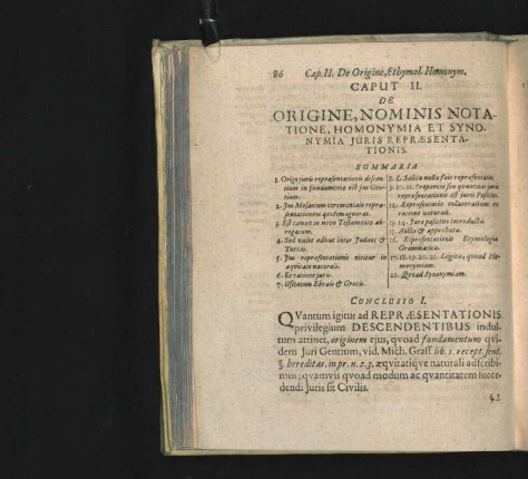 Cput II. De Origine, Nominis Notatione, Homonymia Et Synonymia Iuris Repraesentationis.