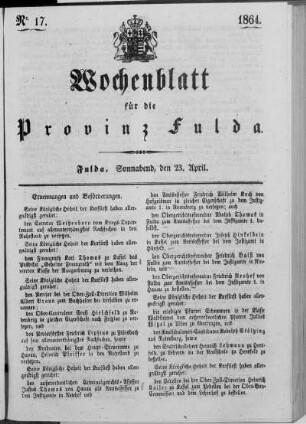 Nr. 17, Ausgabe vom 23. April 1864