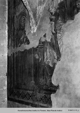 Madonna mit Kind und Kreuzigung Christi : Thronende Madonna mit Kind und Stifter