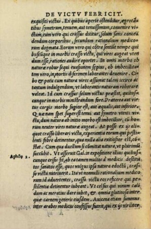 Liber de ratione victus ... in singulis febribus secundum Hip.