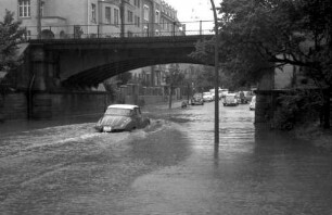 Freiburg: Unwetter über Freiburg, Unterführung Tennenbacher Straße