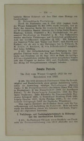 Zweite Periode. Die Zeit vom Wiener Congress 1815 bis zur Revolution von 1848