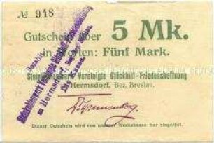 Hermsdorf, Steinkohlenwerk, 5 Mark