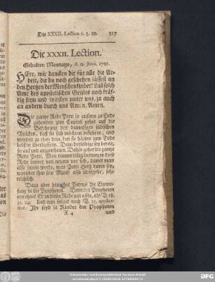 Die XXXII. Lection. Gehalten Montags, d. 11. Junii. 1725.